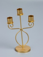 УЦЕНКА Подсвечник металл на 3 свечи «Канделябр» d=2.5 см золото 14.5×8×24 см - Фото 2