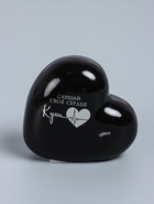 УЦЕНКА Копилка для денег керамика «Сердце - Слушай своё сердце. Купи», чёрное с серебром, 10.5×5×9.5 см - Фото 2