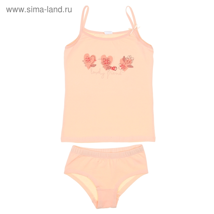 Комплект для девочки (майка+трусы), рост 152-158 см (80), цвет светло-персиковый CAJ 3175 - Фото 1