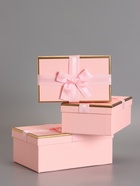 Набор подарочных коробок 3 в 1 прямоугольные с бантом, розовый, 23×16×9.5; 21×14×8; 19×12×6.5 см - Фото 3