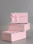 Набор подарочных коробок 3 в 1 прямоугольные с бантом, сладкая вата, 23×16×9.5; 21×14×8; 19×12×6.5 см - Фото 3