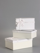 Набор подарочных коробок 3 в 1 прямоугольные с бантом, белый, 23×16×9.5; 21×14×8; 19×12×6.5 см - Фото 3