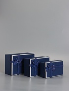 Набор подарочных коробок 3 в 1 прямоугольные с бантом, ночной синий, 23×16×9.5; 21×14×8; 19×12×6.5 см - Фото 2