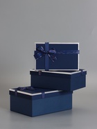Набор подарочных коробок 3 в 1 прямоугольные с бантом, ночной синий, 23×16×9.5; 21×14×8; 19×12×6.5 см - Фото 3