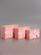Набор подарочных коробок 3 в 1 прямоугольные с бантом, розовый с золотом, 23×16×9.5; 21×14×8; 19×12×6.5 см  (артикул 10958768)  большой выбор товаров оптом и в розницу по низким ценам с доставкой