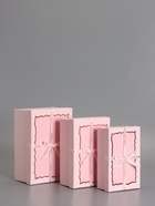 Набор подарочных коробок 3 в 1 прямоугольные с бантом, розовый барби, 23×16×9.5; 21×14×8; 19×12×6.5 см - Фото 2