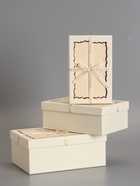 Набор подарочных коробок 3 в 1 прямоугольные с бантом, крем-брюле, 23×16×9.5; 21×14×8; 19×12×6.5 см - Фото 3
