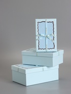 Набор подарочных коробок 3 в 1 прямоугольные с бантом, небесно голубой, 23×16×9.5; 21×14×8; 19×12×6.5 см - Фото 3