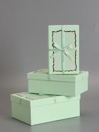 Набор подарочных коробок 3 в 1 прямоугольные с бантом, мятный, 23×16×9.5; 21×14×8; 19×12×6.5 см - Фото 3