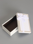 Набор подарочных коробок 3 в 1 прямоугольные с бантом, молочный, 23×16×9.5; 21×14×8; 19×12×6.5 см  (артикул 10958776)  большой выбор товаров оптом и в розницу по низким ценам с доставкой