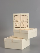 Набор подарочных коробок 3 в 1, прямоугольные с бантом, крем-брюле, 19×19×9.8; 17×17×8; 15×15×6.5 см - Фото 3