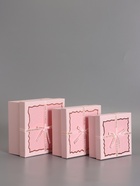 Набор подарочных коробок 3 в 1, прямоугольные с бантом, светло розовый, 19×19×9.8; 17×17×8; 15×15×6.5 см - Фото 2