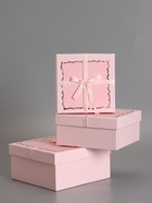 Набор подарочных коробок 3 в 1, прямоугольные с бантом, светло розовый, 19×19×9.8; 17×17×8; 15×15×6.5 см - Фото 3