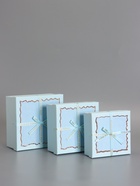 Набор подарочных коробок 3 в 1, прямоугольные с бантом, небесно голубой, 19×19×9.8; 17×17×8; 15×15×6.5 см - Фото 2