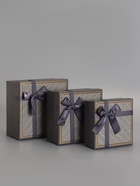 Набор подарочных коробок 3 в 1, прямоугольные с бантом, графитовый, 19×19×9.8;17×17×8; 15×15×6.5 см - Фото 2
