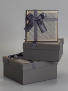 Набор подарочных коробок 3 в 1, прямоугольные с бантом, графитовый, 19×19×9.8;17×17×8; 15×15×6.5 см - Фото 3