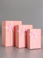Набор подарочных коробок 3 в 1, прямоугольные с бантом, розовый фламинго, 33.5×25×11.5; 29×21×9; 24.5×17×6.5 см  (артикул 10958789)  большой выбор товаров оптом и в розницу по низким ценам с доставкой