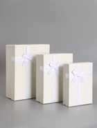 Набор подарочных коробок 3 в 1, прямоугольные с бантом, молочный, 33.5×25×11.5; 29×21×9; 24.5×17×6.5 см  (артикул 10958791)  большой выбор товаров оптом и в розницу по низким ценам с доставкой