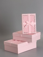 Набор подарочных коробок 3 в 1, прямоугольные с бантом, пастельно-розовый, 33.5×25×11.5; 29×21×9; 24.5×17×6.5 см - Фото 3