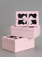 Набор подарочных коробок 3 в 1, прямоугольные с окном, розовый барби, 23×16×9.5; 21×14×8; 19×12×6.5 см  (артикул 10958794)  большой выбор товаров оптом и в розницу по низким ценам с доставкой