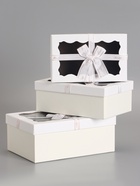 Набор подарочных коробок 3 в 1, прямоугольные с окном, белый, 23×16×9.5; 21×14×8; 19×12×6.5 см  (артикул 10958795)  большой выбор товаров оптом и в розницу по низким ценам с доставкой