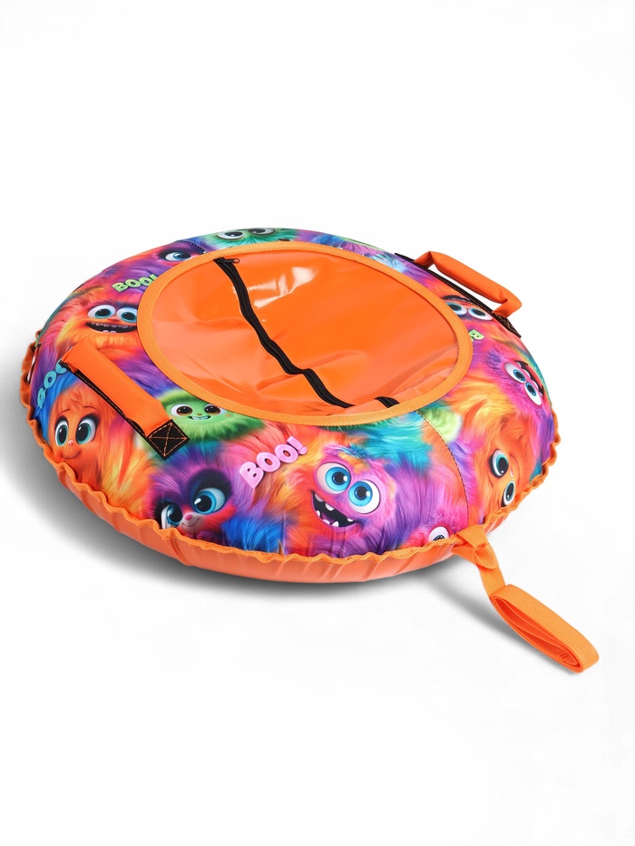УЦЕНКА Чехол для тюбинга – ватрушки «Монстрики» Winter Star, диаметр 80 см, оранжевый - Фото 1