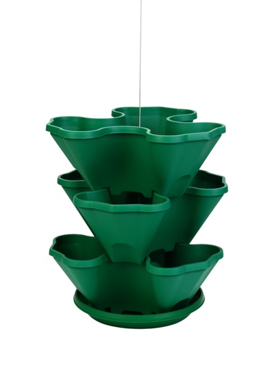 Кашпо многоярусное, цвет зелёный