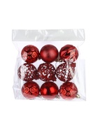 УЦЕНКА Набор шаров пластик d-6 см, 9 шт "Николь узоры" красный - Фото 7