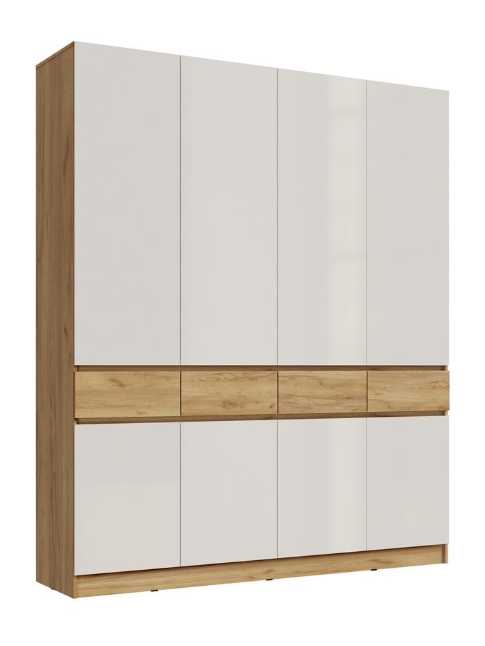 УЦЕНКА Шкаф четырехстворчатый Роджина, 1998х520х2400, Дуб крафт/Белый глянец - Фото 1