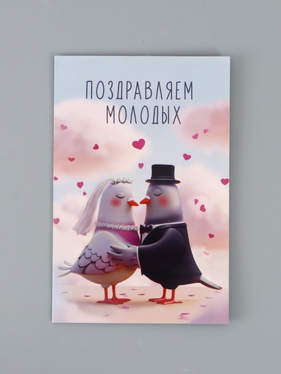Открытка поздравительная с карманом для денег «Свадьба», голуби, 19 х 29 см