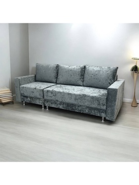 Диван прямой «Тренсформер», спальное место 2000×1450 мм, ткань bliss 42, цвет тёмно-серый