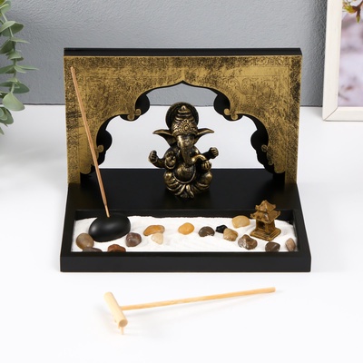 УЦЕНКА Японский сад камней настольный «Дзен. Ганеша во дворце», набор аксессуаров, 14×21×16 см