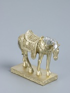 УЦЕНКА Фигура полистоун «Лошадь золотистая с серебристой гривой, узорное седло», 15×4.8×11.5 см - Фото 3