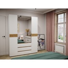 УЦЕНКА Шкаф четырехстворчатый с зеркалом Мечта, 1600х510х2108, Белый/Крафт золотой - Фото 1