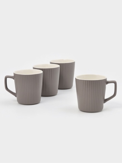 Кружки Loft, набор 4 шт., 360 мл, 12×9×10 см, фарфор, серые