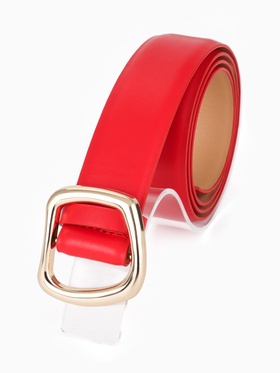Ремень женский, затяжка, без винта, 4×110 см, пряжка золотистая, красный