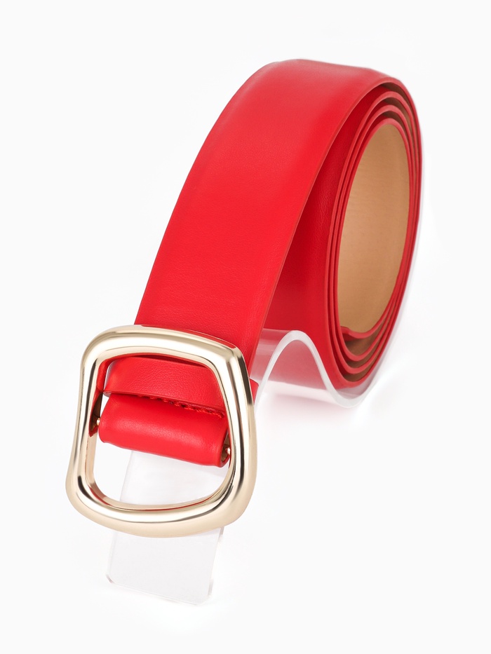 Ремень женский, затяжка, без винта, 4×110 см, пряжка золотистая, красный