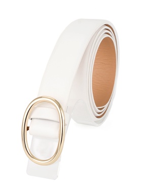 Ремень женский, затяжка, 3×110 см, пряжка золотистая, без винта, белый