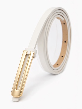 Ремень жен 01-01-01-04, 0,8*0,3*110 см, без винта, пряжка золото, гвоздик, белый