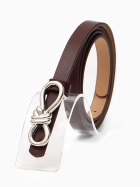 Ремень жен, 02-01-02-04, 1,5*0,3*110 см, без винта, пряжка серебро, гвоздик, коричневый