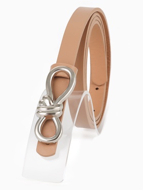Ремень женский «Бант», серебристая пряжка, 1.5×110 см, гвоздик, бежевый