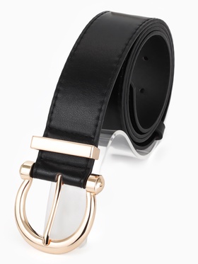 Ремень женский, 4×110 см, без винта, пряжка золотистая, 1 прокол, чёрный