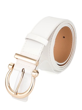 Ремень женский, 4×110 см, без винта, пряжка золотистая, 1 прокол, белый