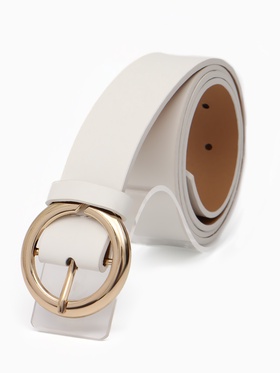 Ремень жен, 07-01-01-01, 4*0,3*110 см, без винта, пряжка мат. золото, 1 прокол, белый