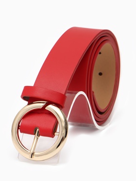 Ремень жен, 07-01-01-01, 4*0,3*110 см, без винта, пряжка мат. золото, 1 прокол, красный
