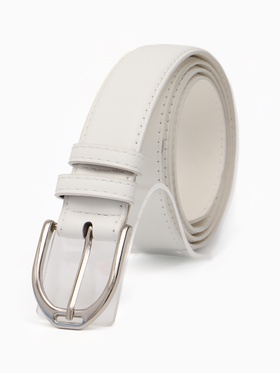 Ремень жен, 06-01-02-01, 3,5*0,3*110 см, без винта, пряжка серебро, 1 прокол, белый