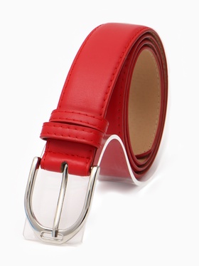 Ремень жен, 06-01-02-01, 3,5*0,3*110 см, без винта, пряжка серебро, 1 прокол, красный