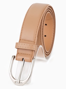 Ремень женский, 3.5×110 см, 1 прокол, серебристая пряжка, без винта, бежевый