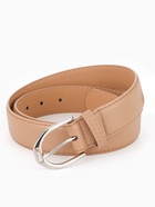 Ремень женский, 3.5×110 см, 1 прокол, серебристая пряжка, без винта, бежевый  (артикул 10962016)  большой выбор товаров оптом и в розницу по низким ценам с доставкой