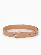 Ремень женский, 3.5×110 см, 1 прокол, серебристая пряжка, без винта, бежевый  (артикул 10962016)  большой выбор товаров оптом и в розницу по низким ценам с доставкой